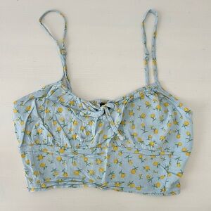 Forever 21 Blue and Yellow Floral Crop Top